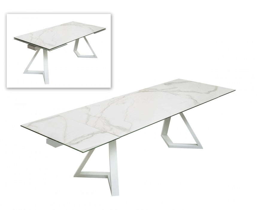 VIG Furniture - Modrest Farrell Modern White Ceramic Extendable Dining Table - VGYFDT8765-3C-WHT-DT