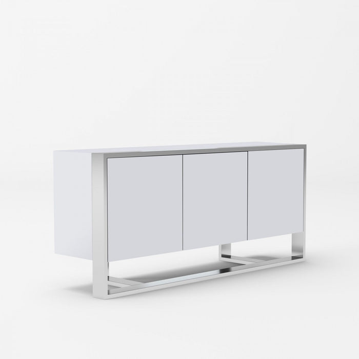 VIG Furniture - Modrest Fauna - Modern White High Gloss & Stainless Steel Buffet - VGBBBN-2M-WHT-BUF - GreatFurnitureDeal