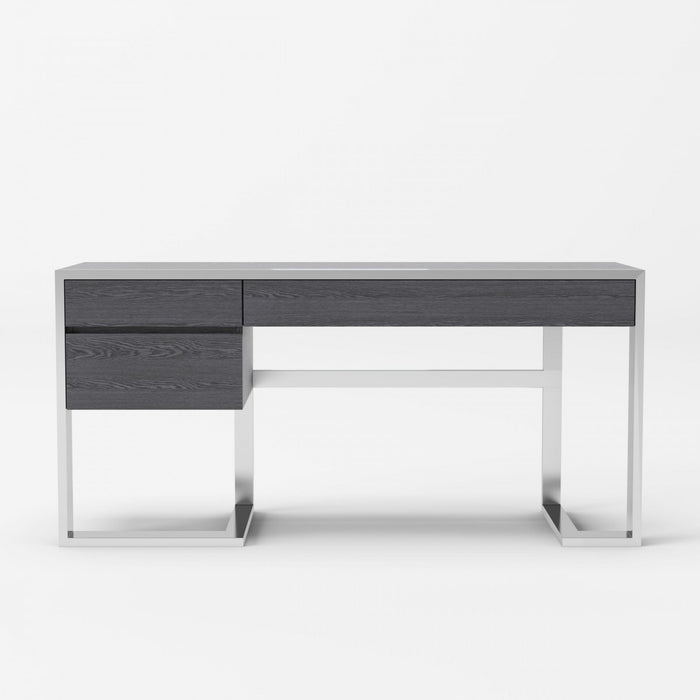 VIG Furniture - Modrest Fauna - Modern Elm Grey & Stainless Steel Desk - VGBBBN-2DK-GRY-DESK