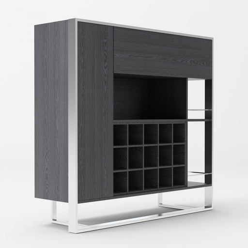 VIG Furniture - Modrest Fauna - Elm Grey & Stainless Steel Wine Cabinet - VGBBBN-2W-CAB - GreatFurnitureDeal