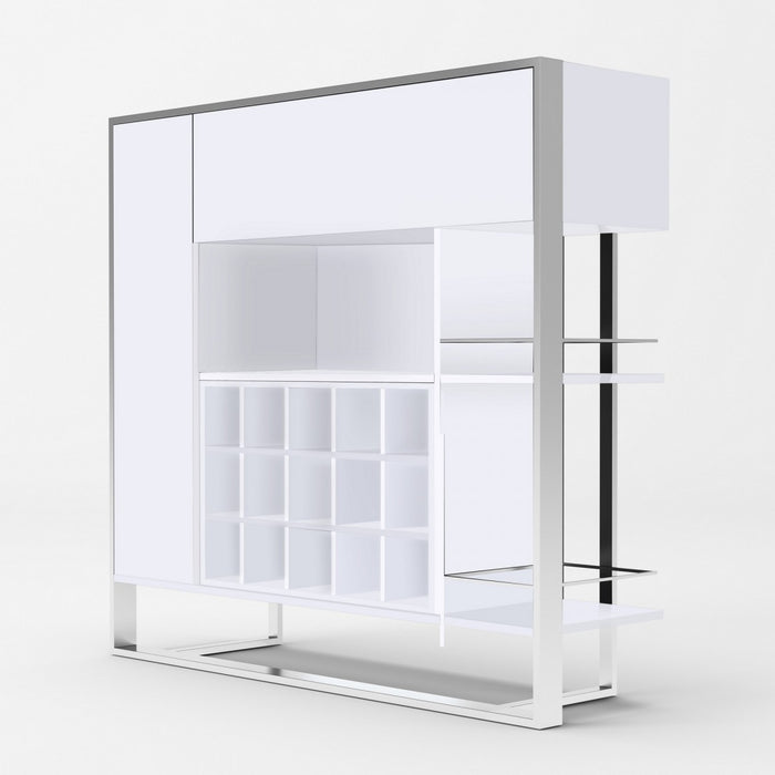 VIG Furniture - Modrest Fauna - Modern White & Stainless Steel Wine Cabinet - VGBBBN-2W-CAB-WHT