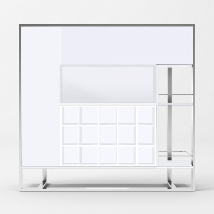 VIG Furniture - Modrest Fauna - Modern White & Stainless Steel Wine Cabinet - VGBBBN-2W-CAB-WHT