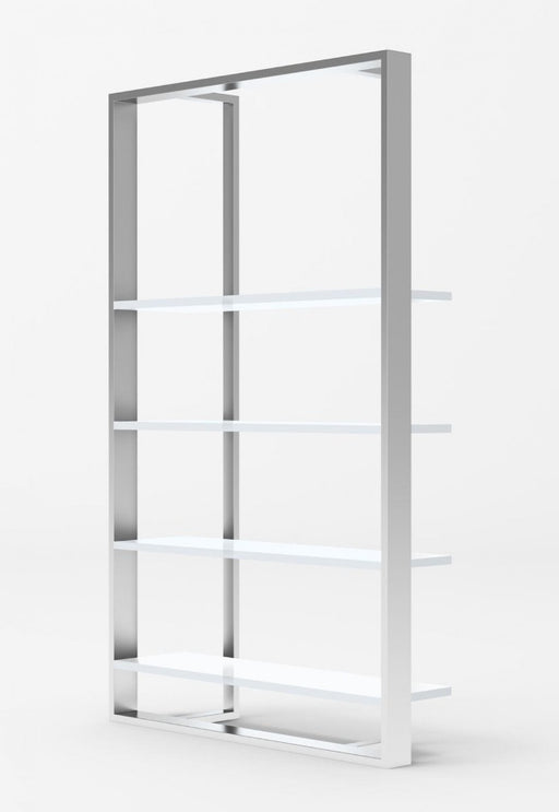 VIG Furniture - Modrest Fauna Modern White High Gloss & Stainless Steel Bookshelf - VGBB1616BS-WHT-SHELF - GreatFurnitureDeal