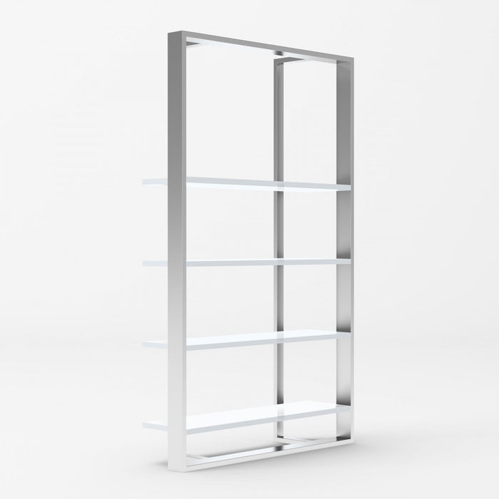 VIG Furniture - Modrest Fauna Modern White High Gloss & Stainless Steel Bookshelf - VGBB1616BS-WHT-SHELF