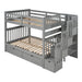 GFD Home - Full Over Full Bunk Bed with Shelves and 6 Storage Drawers, Gray(Old SKU：LP000046AAE) - GreatFurnitureDeal