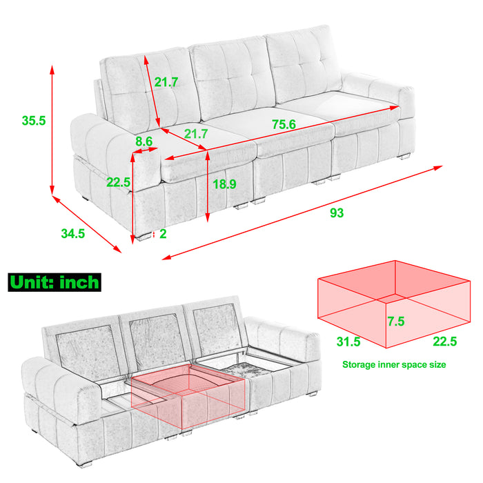 GFD Home -[Video] Welike 93" Modern Tufted living room sofa with storage space, High Back Height Upholstered Futon Sofa, for Apartment, Dorm, Reception - GreatFurnitureDeal