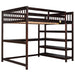 GFD Home - Full Size Loft Bed with Storage Shelves and Under-bed Desk, Espresso(OLD SKU:SM000246AAP-1) - GreatFurnitureDeal