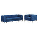 GFD Home - Modern 3-Piece Sofa Sets with Sturdy Metal Legs,Velvet Upholstered Couches Sets Including Three Seat Sofa, Loveseat and Single Chair for Living Room Furniture Set,Blue - GreatFurnitureDeal