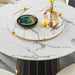 GFD Home - Modern White Round Marble Tabletop Dining Table with Lazy Susan, Black and Gold Leg, Dining Room Table, 59" - GreatFurnitureDeal