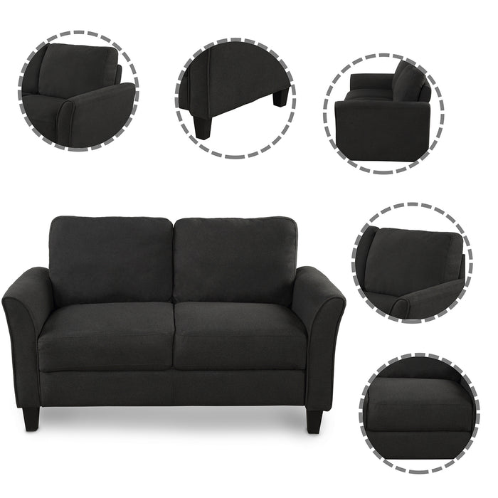 GFD Home - Living Room Sets Furniture Armrest Sofa Single Chair Sofa Loveseat Chair 3-Seat Sofa (ChairLoveseat Chair&3-Seat Sofa, Black) - GreatFurnitureDeal