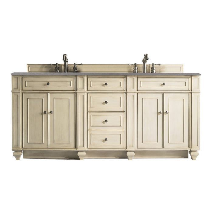 James Martin Furniture - Bristol 72" Double Vanity, Vintage Vanilla, w- 3 CM Grey Expo Quartz Top - 157-V72-VV-3GEX - GreatFurnitureDeal