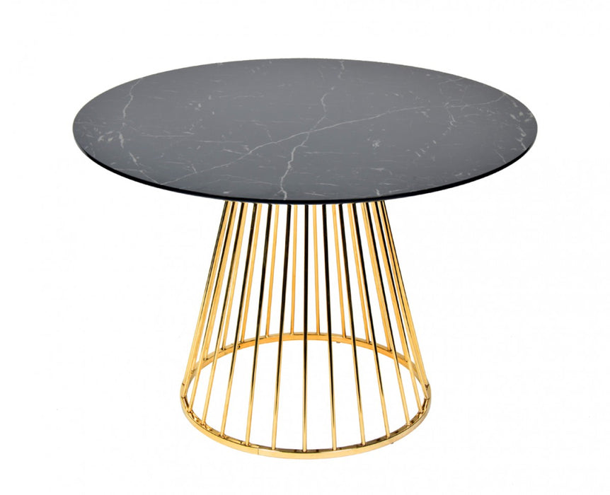 VIG Furniture - Modrest Holly Modern Black & Gold Round Dining Table - VGFH-FDT7012-BLK - GreatFurnitureDeal