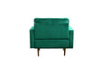 GFD Home - Theo Green Velvet Sofa Loveseat Chair Living Room Set with Pillows - GreatFurnitureDeal