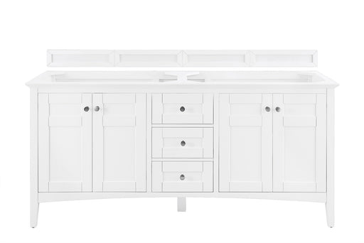 James Martin Furniture - Palisades 72" Double Vanity, Bright White, w- 3 CM Grey Expo Quartz Top - 527-V72-BW-3GEX - GreatFurnitureDeal