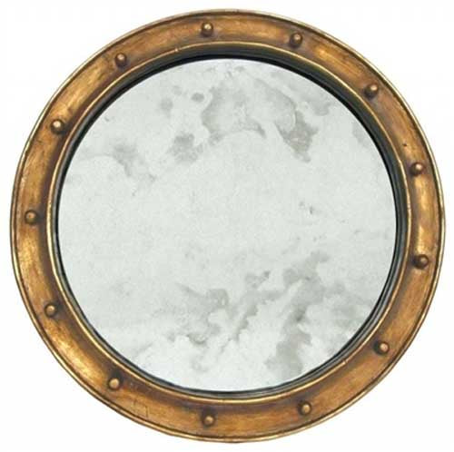 Worlds Away - Federal Round Mirror In Gold - FEDERAL G