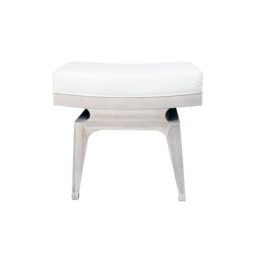 Worlds Away - Rectangular Stool With White Linen Cushion In Cerused Oak - FERGIE CO - GreatFurnitureDeal