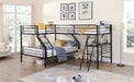 GFD Home - Twin over Full Bunk Bed with a Twin Size Loft Bed attached, with a Desk, Metal, Black(OLD SKU:SM000606AAB-1) - GreatFurnitureDeal