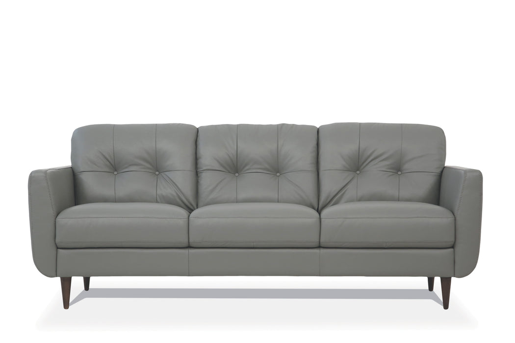 GFD Home - Leatherette Sofa with Tapered Legs and Button Tufted Details, Gray - GreatFurnitureDeal