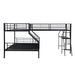 GFD Home - Twin over Full Bunk Bed with a Twin Size Loft Bed attached, with a Desk, Metal, Black(OLD SKU:SM000606AAB-1) - GreatFurnitureDeal