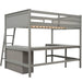 GFD Home - Full size Loft Bed with Shelves and Desk, Wooden Loft Bed with Desk - Gray - GreatFurnitureDeal