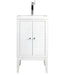 James Martin Furniture - Linden 24" Single Vanity Cabinet, Glossy White w/ White Glossy Composite Countertop - E213V24GWWG - GreatFurnitureDeal