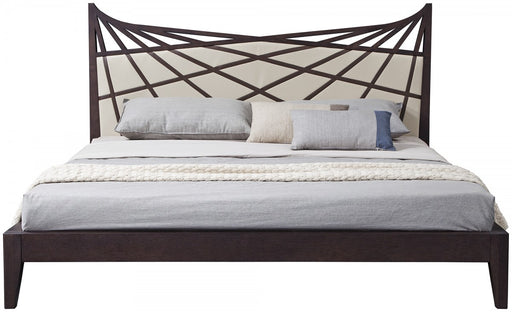 VIG Furniture - Modrest Prism Modern Brown & Beige Bonded Leather Bed - VGWCC585A - GreatFurnitureDeal