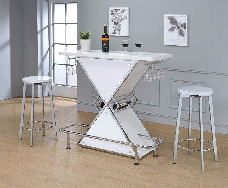 Coaster Furniture - White Nickel Bar Unit - 130078 - GreatFurnitureDeal