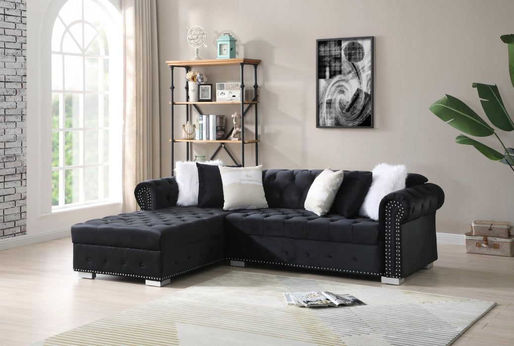Myco Furniture - Fillmore Sectional, Black - FL1115-BK - GreatFurnitureDeal