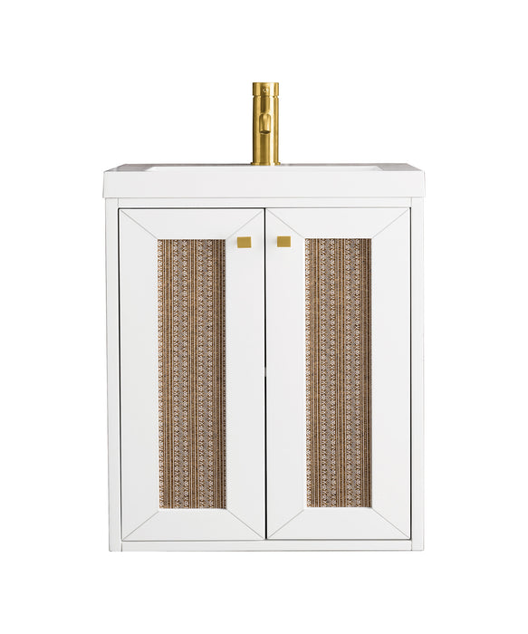 James Martin Furniture - Chianti 20" Single Vanity Cabinet, Glossy White w/ White Glossy Composite Countertop - E303V20GWWG