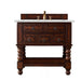 James Martin Furniture - Castilian 36" Single Vanity Cabinet, Aged Cognac, w/ 3 CM Ethereal Noctis Quartz Top - 160-V36-ACG-3ENC - GreatFurnitureDeal