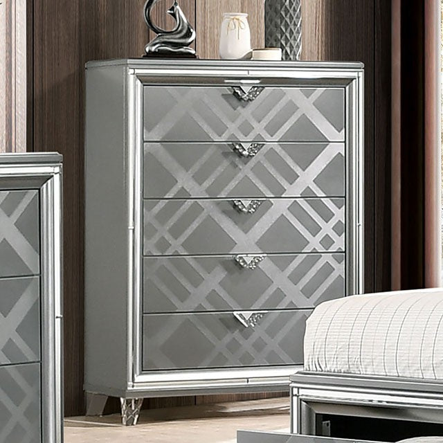 Furniture of America - Emmeline 6 Piece Queen Bedroom Set in Silver - FOA7147-Q-6Set - GreatFurnitureDeal