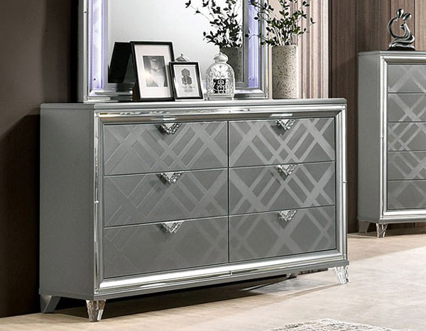 Furniture of America - Emmeline Dresser with Mirror in Silver - FOA7147DM