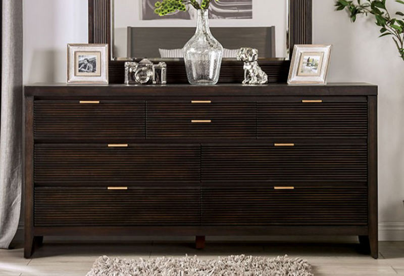 Furniture of America - Laurentian 5 Piece Queen Bedroom Set In Dark Walnut - FOA7514-Q-5SET - GreatFurnitureDeal