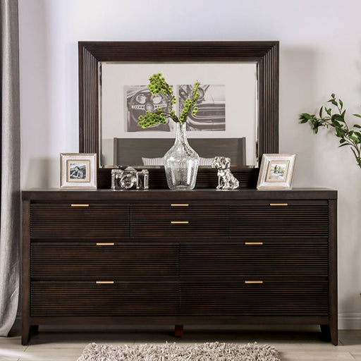 Furniture of America - Laurentian Dresser with Mirror In Dark Walnut - FOA7514DM - GreatFurnitureDeal
