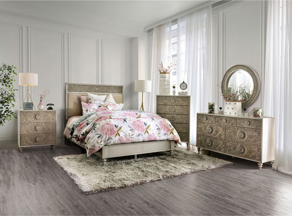Furniture of America - Jakarta 6 Piece California King Bedroom Set in Antique White-Beige - FOA7882-CK-6Set - GreatFurnitureDeal