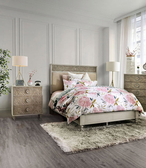 Furniture of America - Jakarta 3 Piece Queen Bedroom Set in Antique White-Beige - FOA7882-Q-3Set - GreatFurnitureDeal