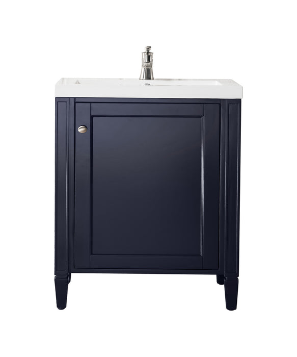 James Martin Furniture - Britannia 24" Single Vanity Cabinet, Navy Blue w/ White Glossy Composite Countertop - E652V24NVBWG - GreatFurnitureDeal