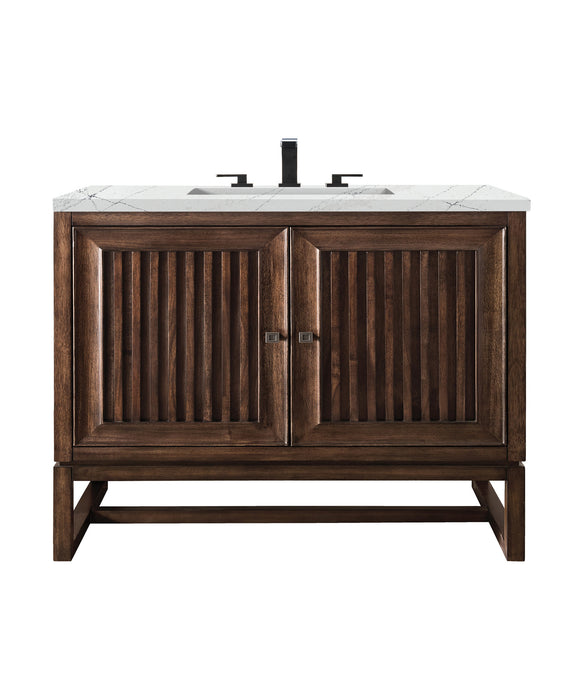 James Martin Furniture - Athens 36" Single Vanity Cabinet, Mid Century Acacia, w/ 3 CM Ethereal Noctis Top - E645-V36-MCA-3ENC - GreatFurnitureDeal