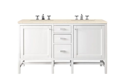 James Martin Furniture - Addison 60" Double Vanity Cabinet, Glossy White, w- 3 CM Eternal Marfil Top - E444-V60D-GW-3EMR - GreatFurnitureDeal