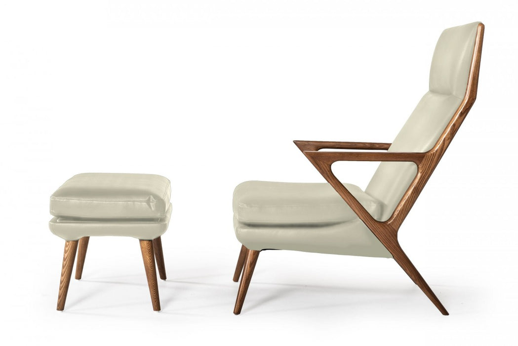 VIG Furniture - Modrest Fulton Modern Beige Lounge Chair & Ottoman - VGCSLC-17050-BG-CH
