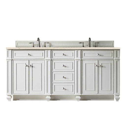 James Martin Furniture - Bristol 72" Double Vanity, Bright White, w- 3 CM Eternal Marfil Quartz Top - 157-V72-BW-3EMR - GreatFurnitureDeal