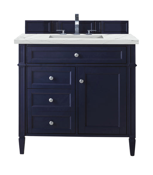 James Martin Furniture - Brittany 36" Victory Blue Single Vanity w/ 3 CM Ethereal Noctis Quartz Top - 650-V36-VBL-3ENC - GreatFurnitureDeal