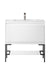 James Martin Furniture - Milan 35.4" Single Vanity Cabinet, Glossy White, Matte Black w-Glossy White Composite Top - 801V35.4GWMBKGW - GreatFurnitureDeal