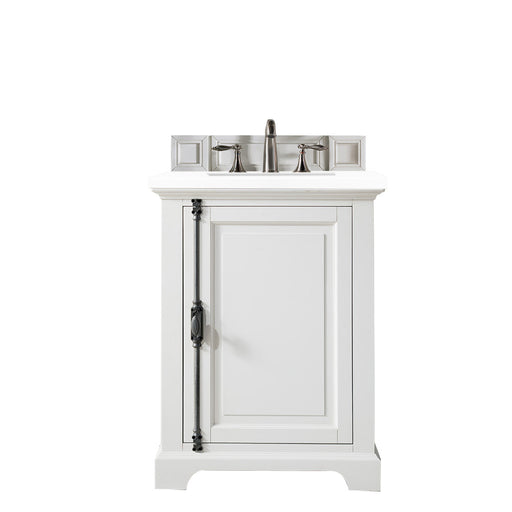 James Martin Furniture - Providence 26" Single Vanity Cabinet, Bright White, w- 3 CM Classic White Quartz Top - 238-105-V26-BW-3CLW - GreatFurnitureDeal
