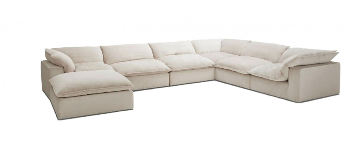 VIG Furniture - Divani Casa Garman Modern Light Grey U Shaped Sectional Sofa - VGKKKF2651-6-USHP-GRY-SECT
