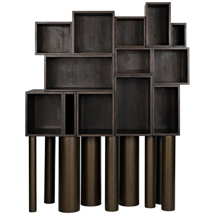 NOIR Furniture - Mr. Roberts Shelving, Ebony Walnut with Metal Legs - GBCS213EB - GreatFurnitureDeal