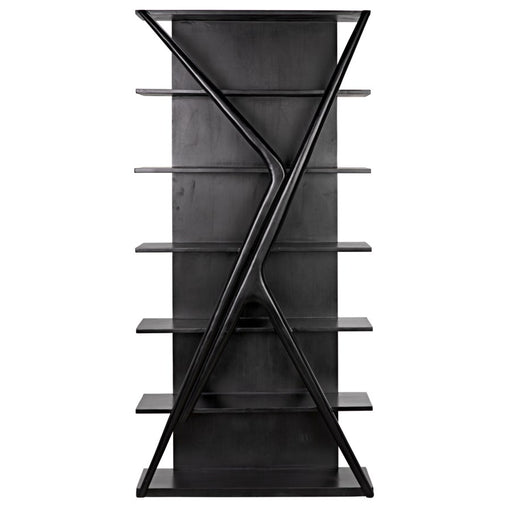 NOIR Furniture - Vetra Bookcase, Hand Rubbed Black - GBCS228HB - GreatFurnitureDeal