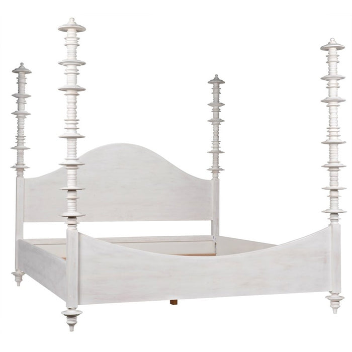 NOIR Furniture - Ferret Bed, E. King, White Wash - GBED109EKWH - GreatFurnitureDeal
