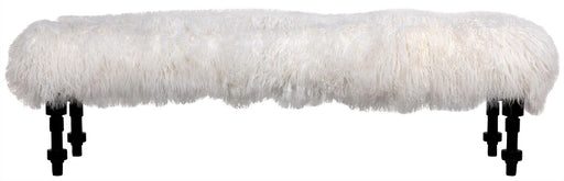 NOIR Furniture - Coco Bench, Lamb Fur, Hand Rubbed Black - GBEN136 - GreatFurnitureDeal