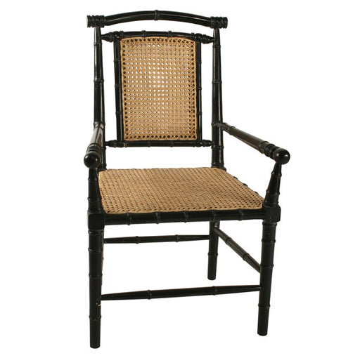 NOIR Furniture - Colonial Bamboo Hand Rubbed Black Arm Chair - GCHA126AHB - GreatFurnitureDeal